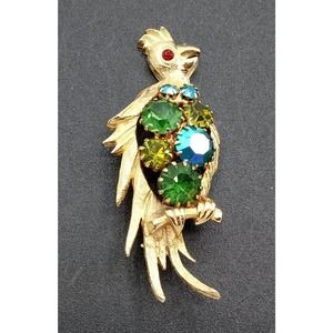Vintage Rhinestone Bird Brooch Pin